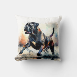 Watercolor powerful Cane Corso dog Throw Pillow