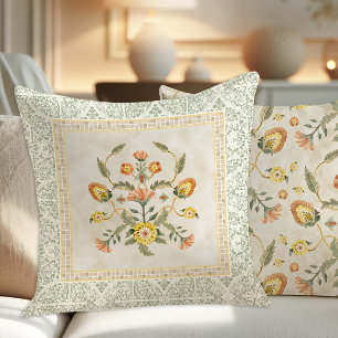 Watercolor Prairie Floral Craftsman Arts n Crafts Throw Pillow