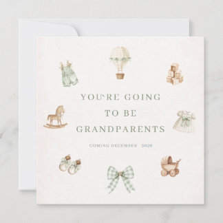 Watercolor pregnancy announcement card grandparent