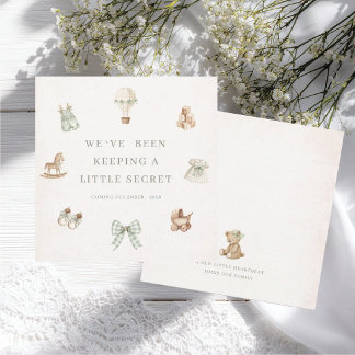 Watercolor pregnancy announcement card whimsical c