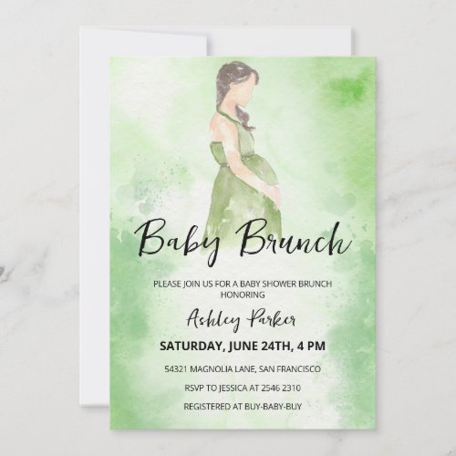 Watercolor Pregnant Woman Invitation