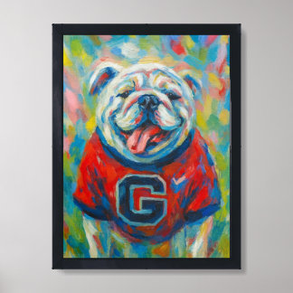 Watercolor Preppy Bulldog Design Framed Art