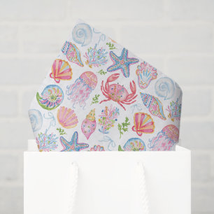 Watercolor Preppy Coastal Merry & Bright Tissue Paper