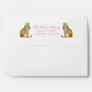 Watercolor Preppy Leopard Christmas Address Envelope