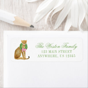 Watercolor Preppy Leopard Christmas Address Label