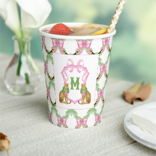 Watercolor Preppy Leopard Christmas Tree Paper Cups