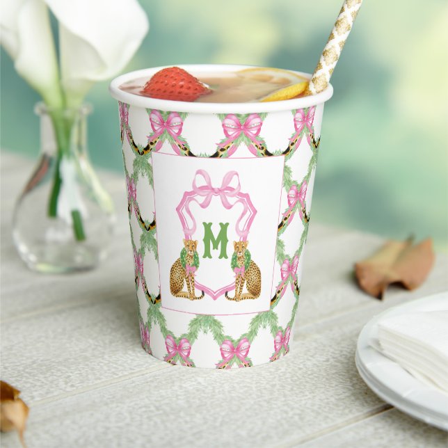 Watercolor Preppy Leopard Christmas Tree Paper Cups (Insitu)