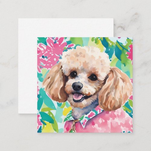 Watercolor Preppy Palm Beach Poodle Dog Gift Note Card