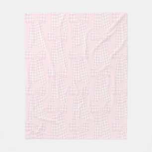 Watercolor Preppy Pink Gingham Bow  Fleece Blanket