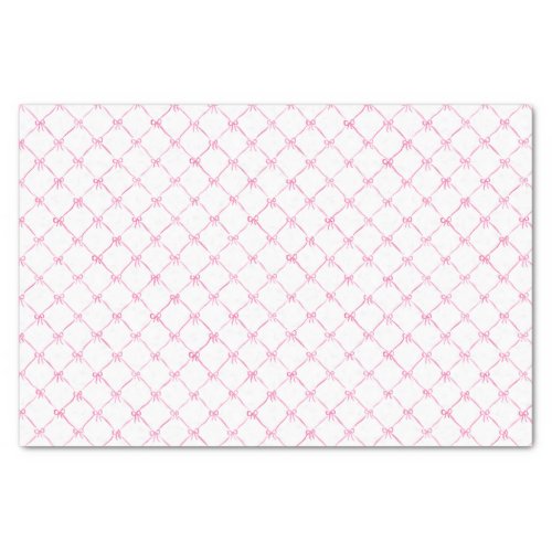 Watercolor Preppy Pink Ribbon Bow Pattern Tissue Paper
