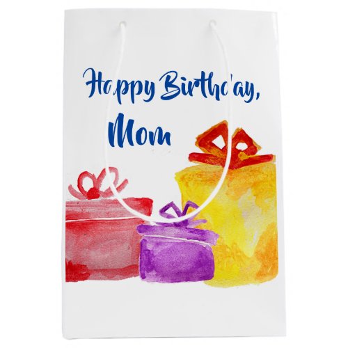 Watercolor presents gifts Happy Birthday Medium Gift Bag