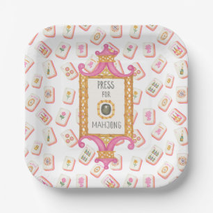 Watercolor Press for Mahjong Champagne Party Paper Plates