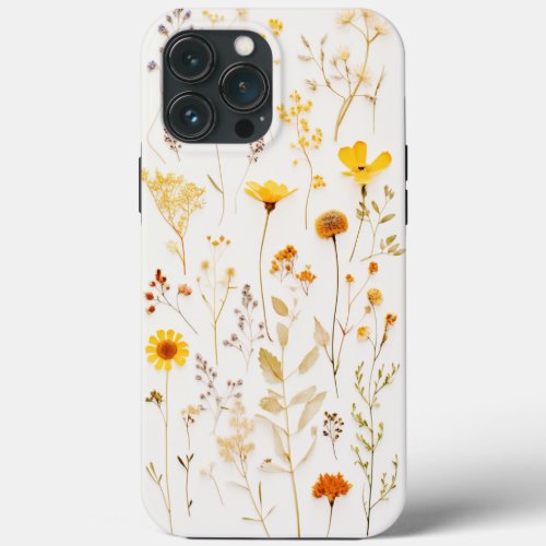 Watercolor Pressed Dried Dried Wildflowers iPhone 13 Pro Max Case