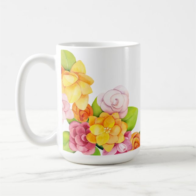 Watercolor Pretty Bright Florals (1) Coffee Mug (Left)