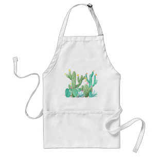Watercolor Pretty Cactus Succulent Southwest Adult Apron
