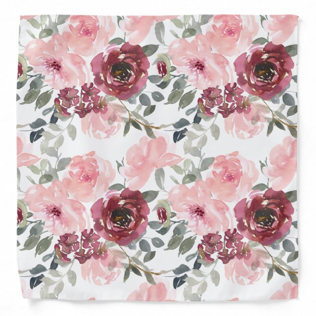 Watercolor Pretty Floral Bandana (Front)