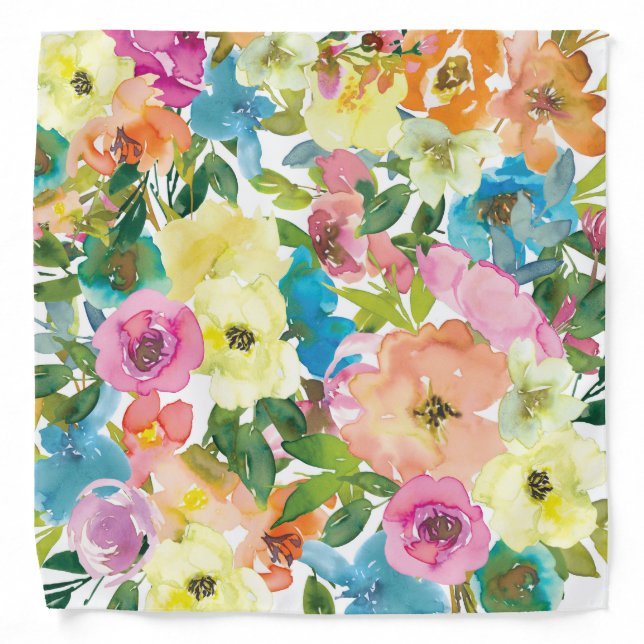 Watercolor Pretty Floral Bandana (Front)