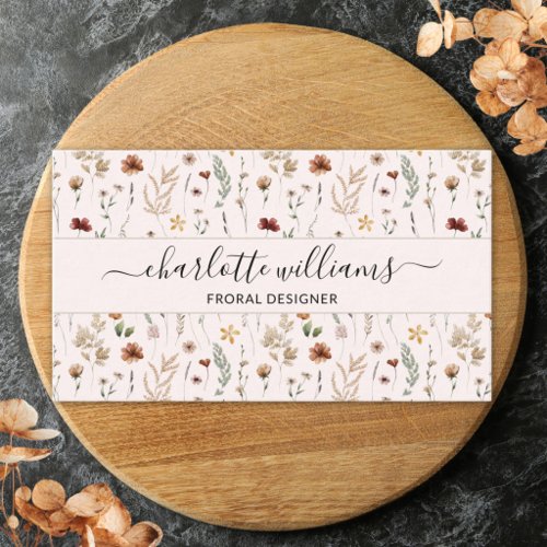 Watercolor Pretty Floral Wild Flower Pattern Business Card