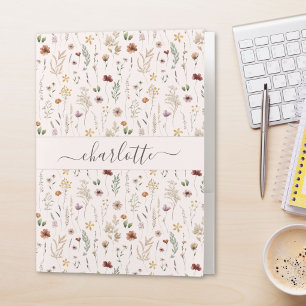 Watercolor Pretty Floral Wild Flower Pattern Pocket Folder