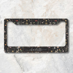 Watercolor Pretty Floral Wild flowers Pattern License Plate Frame