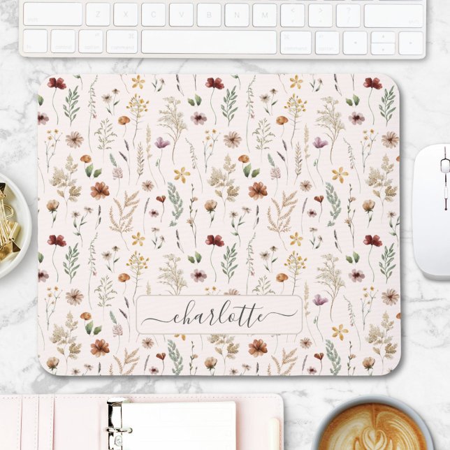 Watercolor Pretty Floral Wild flowers Pattern  Mouse Pad (Creator Uploaded)