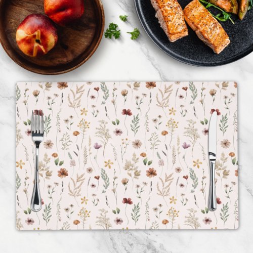 Watercolor Pretty Floral Wild flowers Pattern Placemat