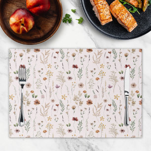 Watercolor Pretty Flowers Floral Paper Placemat