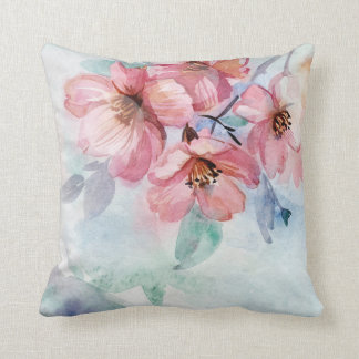 Watercolor Pretty Flowers Throw Pillow