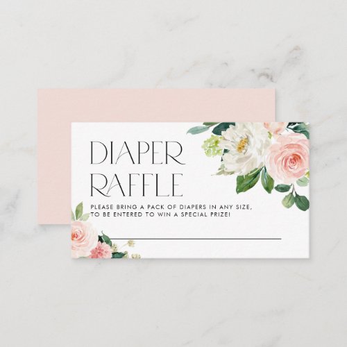 Watercolor Pretty Garden Flowers Diaper Raffle Enclosure Card