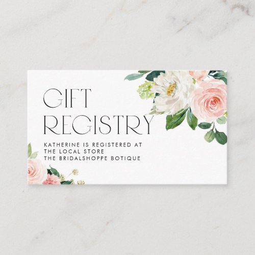 Watercolor Pretty Garden Flowers Gift Registry Enclosure Card