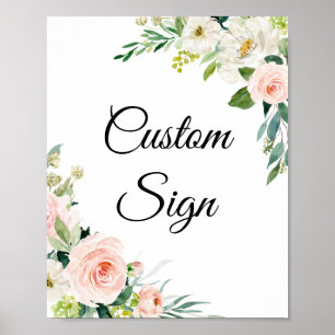 Watercolor Pretty Garden Flowers Personalized Poster