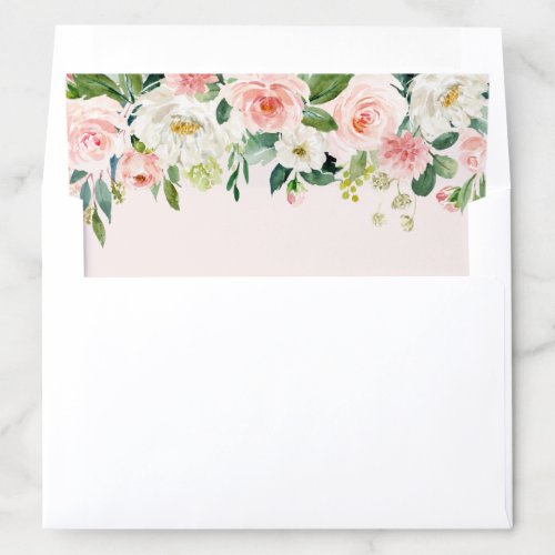 Watercolor Pretty Garden Flowers Pink Envelope Liner