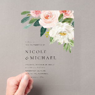 Watercolor Pretty Garden Flowers Spring Wedding Acrylic Invitations