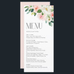 Watercolor Pretty Garden Flowers Spring Wedding Menu<br><div class="desc">Add a floral accent to your event tablescape with this customizable menu card. It features a watercolour bouquet of blush,  pink,  and white roses,  and peonies. Personalize by adding your details. This floral menu card is perfect for spring weddings,  baby showers,  bridal showers,  birthdays,  and more.</div>