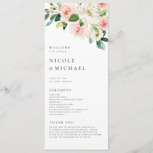 Watercolor Pretty Garden Flowers Spring Wedding Program