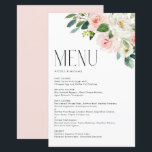 Watercolor Pretty Garden Flowers Wedding Menu Card<br><div class="desc">Add a floral accent to your event tablescape with this customizable menu card.It features a watercolour bouquet of blush,  pink,  and white roses,  and peonies. Personalize by adding your details. This floral menu card is perfect for spring weddings,  baby showers,  bridal showers,  birthdays,  and more.</div>
