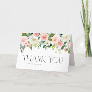 Watercolor Pretty Garden Flowers Wedding Thank You Card