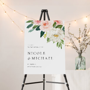 Watercolor Pretty Garden Flowers Wedding Welcome Foam Board