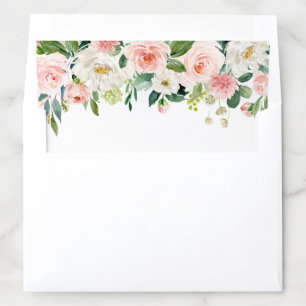 Watercolor Pretty Garden Flowers White Envelope Liner