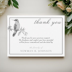 Watercolor Pretty Hummingbird Memorial Thank You Note Card