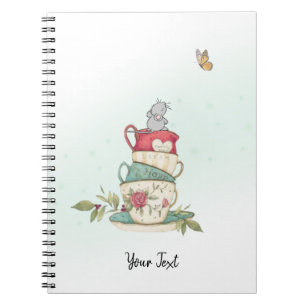 Watercolor Pretty Mice Custom Green Notebook