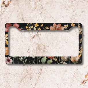 Watercolor Pretty Wildflower Garden Floral  License Plate Frame