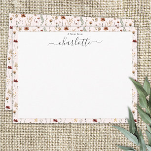 Watercolor Pretty Wildflowers Floral Pattern Note Card