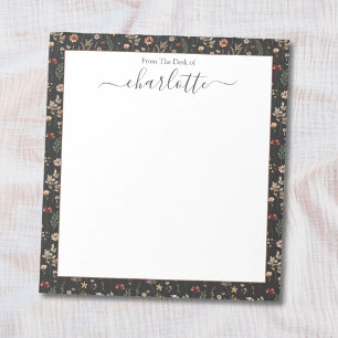 Watercolor Pretty Wildflowers Floral Pattern Notepad