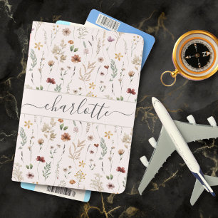 Watercolor Pretty Wildflowers Floral Pattern Passport Holder