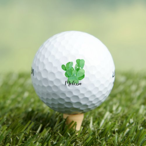 Watercolor Prickly Pear Cactus Personalized Golf Balls