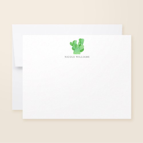 Watercolor Prickly Pear Cactus Personalized Note Card