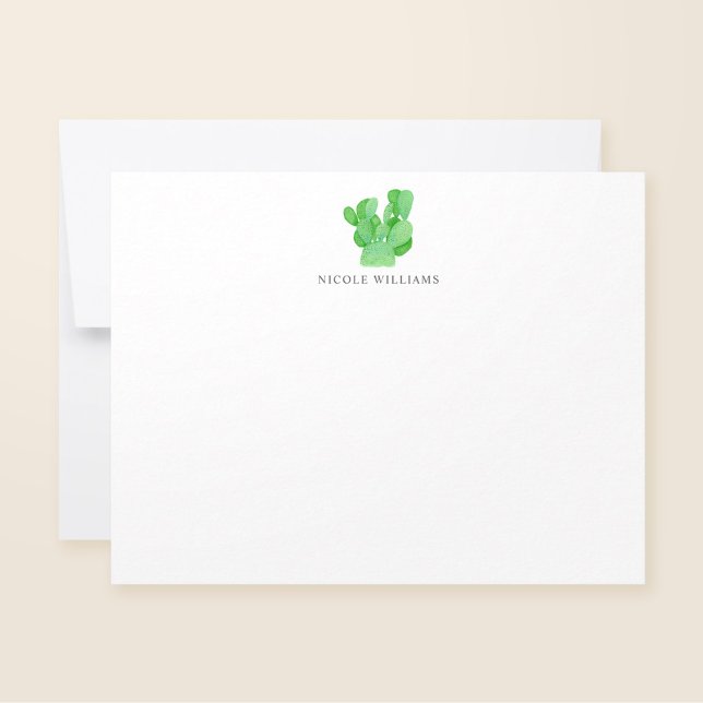 Watercolor Prickly Pear Cactus Personalized Note Card (Creator Uploaded)