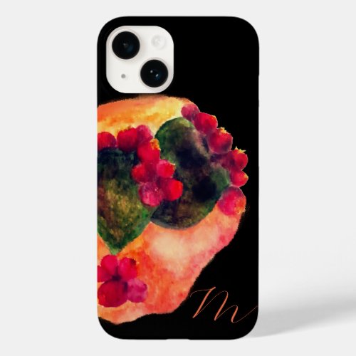 Watercolor prickly pears Cactus Monogram Case_Mate iPhone 14 Case