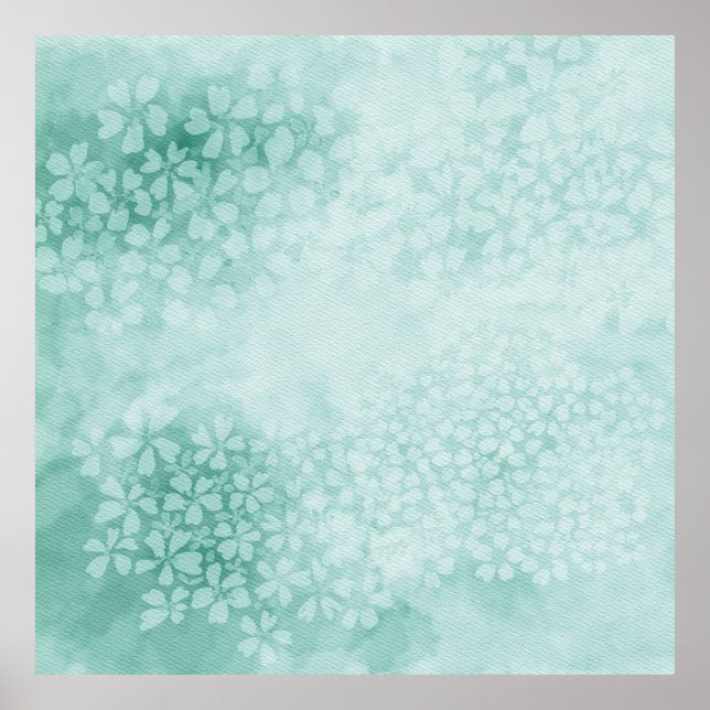 Watercolor Primroses in Emerald Green | 1x1 Ratio Poster (Front)